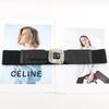 Cinto feminino largo vestido decorativo com saia strass elástico preto damasco moda all-match cintura alta sensação de alta qualidade