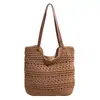Bolsas Artesanais para Mulheres 2026 Nova Tendência de Verão Listradas para Férias na Praia Bolsa de Ombro Bolsa Tote de Grande Capacidade