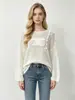 Suéter de punto calado de primavera y otoño transfronterizo para mujer, corte holgado con encaje de pompón, cuello redondo, bordado tridimensional, en stock desde la fábrica