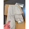 Pantalones Casuales de Houndstooth Retro Americano para Hombre Otoño Caída Sueltos Rectos Pantalones Casuales a Cuadros Deportivos Largos