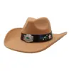 Aliexpress Amazon Novo Chapéu de Cowboy Ocidental Coração de Pêssego Chapéu Jazz de Lã com Aba Larga Chapéu de Copa