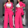Ropa de Verano para Mujer de Exportación Europea y Americana Transfronteriza 2025 Traje Elegante de Color Puro con Mangas de Abertura y Solapa Traje de Pantalón Recto para Mujer