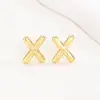 Pendientes de letras de burbuja lisas con baño de cobre y oro real transfronterizos, moda, temperamento, Joker, nuevos pendientes exquisitos, venta al por mayor