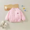 Jaqueta de algodão leve para bebê, novo estilo outono/inverno, jaqueta acolchoada com gola bomber para bebês e crianças pequenas, unissex, com bordado de desenho animado