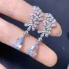 ¡Aretes de Aguamarina Natural Plata 925 Incrustados Naturales Puros! Piedra Suelta 7*10mm Aguamarina Pura Natural