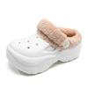 Zuecos de Otoño e Invierno para Mujer con Forro de Felpa, Pantuflas de Algodón Gruesas y Cálidas, Zapatos de Algodón de Punta Cerrada para Exterior con Suela Gruesa Antideslizante de Eva que Aumentan la Altura al por Mayor