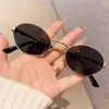 Gafas de Sol Nuevas de Metal con Marco Ovalado Pequeño Estilo Europeo y Americano Unisex Estilo Aviador con Patillas en Forma de Serpiente