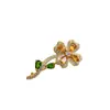 Broche Transfronterizo de Citrina Natural Accesorios para Mujer Nicho de Alta Gama Joyería de Plata 925 3*5mm Moda Venta Directa de Fábrica