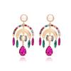 Pendientes de diamantes de imitación de color perla de temperamento de moda europea y americana, pendientes de aleación de arcoíris de diamantes de alta sensación exagerados, pendientes transfronterizos