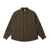 Ropa Vintage Yidao 2026 Otoño Nuevo Producto Camisa de Manga Larga a Cuadros Retro para Hombre Cuello Campana Abotonada Holgada Casual