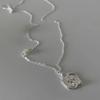 Collar con colgante de plata de ley 925 con diseño de encaje de perlas y amor, cadena de clavícula, viento frío, temperamento simple y moderno.