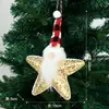 Nova decoração de Natal transfronteiriça estrela de pentagrama com lantejoulas ornamento do Papai Noel pingente de decoração para árvore de Natal em casa