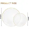 Platos de Plástico Dorado Transparentes - Platos Transparentes con Borde de Encaje Elegante con Ribete Dorado Martillado Platos Desechables para Cena