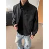 Chaqueta bomber de cuero PU estilo americano tie-dye con cuello alto para hombre, chaqueta de trabajo moderna para primavera y otoño, top casual holgado