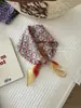 Algodón suave y lino transpirable aptos para la piel protección para el cuello cuadrado pequeño punto de ola flor de anacardo turbante exportación coreana bufanda individual bufanda de seda damas