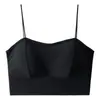 Camisola Chaleco Grueso Acolchado en el Pecho Forma de U Espalda Bonita Hilo de Seda Hombro Fino Transpirable Anti-Luz Chica Caliente Sin Tirantes Mujer