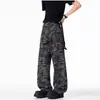 Venta al por mayor de fábrica transfronteriza: Pantalones de trabajo camuflados estilo americano, con pliegues y bolsillos grandes para hombre, de corte holgado, pierna ancha, de mezclilla, para primavera y otoño