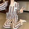 Estilo Coreano Gama Alta Nuevo Rayas Cachorro Algodón Nube Primavera y Otoño Pijama Delgado Traje de Pantalón Largo para Mujer Venta al por Mayor