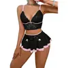 Suministro Transfronterizo Comercio Exterior Europeo y Americano Conjunto de Pijama Sexy Top y Shorts Ropa de Casa Conjunto de Dos Piezas Ropa de Casa para Mujeres