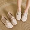 Zapatos de Madre Primavera 2025 Nuevo Estilo Coreano Cómodos Suela Suave Superficie Suave Cuero Transpirable Zapatos Blancos Zapatos Casuales con Plataforma para Mujer