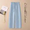 Pantalones Casuales Amarillos de Cintura Alta Ajustados para Mujer, Nuevo Estilo Otoño 2026 Versátiles Holgados de Pierna Ancha