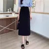 Falda midi línea A moda elástico trasero diseño de abertura talla grande gorda m media falda estilo casual de viajero media falda