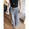 Calça casual reta de cintura alta com estampa de bolinhas, com caimento fluido, adequada para passeios tranquilos, calça comprida