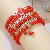 Nuevo Pulsera Elástica Apilada Rosa Moda Estilo Vaquero Occidental Decorada a Mano con Cuentas de Letras de Arcilla Blanda para Mujeres