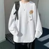 Camiseta Redonda de Manga Larga con Estampado de Gato para Hombre Diseño de Nicho Camiseta Interior Estilo Perezoso Estudiante Talla Grande Camiseta con Capucha