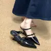 Versión de Piel de Vaca~Mules de Cuña con Punta Francesa Zapatos de Medio Uso Cerrados para Mujer Ropa de Verano para Exteriores Sandalias de Tacón Alto con Correa Única