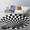 Tapete Redondo Visão Tridimensional Espiral Preto e Branco Transfronteiriço Tapete de Chão Geométrico para Sala de Estar Quarto Tapete de Arte Tapete para Mesa de Centro