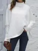 Suéter de mujer con cuello alto medio y manga murciélago dividida, camisa tejida suelta para otoño e invierno, estilo transfronterizo europeo y americano para mujer