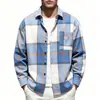 Camisa Masculina Xadrez Nova Europeia e Americana Transfronteiriça Outono e Primavera Manga Longa Estilo Hong Kong Solta Adolescente Casual Masculina