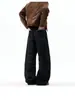 Diseño de alta calle con costuras visibles, jeans de trabajo para hombre, corte holgado estilo americano, adelgazantes, pantalones de pierna curva de nicho para adolescentes