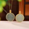 Yilu plata S925 plata esterlina chapado en oro jade de Hetian Jade personalidad retro colgante Amarillo Dios de la Riqueza mantra de seis palabras colgante de plata