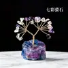 Árbol de amatista de cristal rosa con explosiones transfronterizas, grava natural, árbol de la riqueza, artesanías hechas a mano, decoración de escritorio, planta de vidrio en maceta.