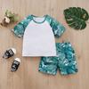 Conjunto de Verão Estilo Coreano para Crianças, Roupa de Verão Classe A para Meninas, Fresco e Respirável, Conjunto de Duas Peças com Shorts para Meninos, Padrão de Desenho Animado Q