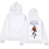 Sudadera con capucha de diseño de marca de moda con estampado de rosa y llama es simple y versátil
