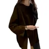 Top dividido de celebridad de internet diseño de nicho de moda ins camiseta interior holgada camiseta de manga larga ropa de otoño para mujer