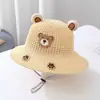 Sombrero de Paja con Visera Solar para Bebé de Verano Oso Lindo Niño Lindo Sombrero de Ala Ancha Protección Solar Niña Sombrero de Pescador Sombrero de Verano para Niños