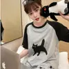 Versão coreana transfronteiriça de pijama feminino casual manga curta desenho animado gato Mickey novo outono e verão doce roupa de casa uma geração de cabelo