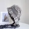 Ropa de Invierno para Viajes al Aire Libre Sombrero de Punto Cálido con Orejeras de Piel de Conejo Sombrero Baotou a Prueba de Frío para Mujer Sombrero Lei Feng para Cabeza Grande