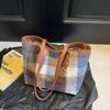 Bolso de Hombro de Gran Capacidad de Moda para Viajes Invierno 2026 Nueva Moda Lana Cuadros Bolso Tote para Mujer