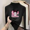 Camiseta interior básica de manga larga con estampado y forro polar para niña, nuevo estilo 2026, top interior versátil ajustado para otoño, adecuado para niños de talla mediana y grande