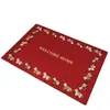 Alfombra de Piso de Terciopelo Rojo de Cristal para Año Nuevo del Caballo con Dibujo de Pony de Dibujos Animados, Antideslizante, Resistente a la Suciedad, Felpudo Decorativo Festivo para Entrada