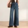 Calça Jeans Flare de Perna Larga Feminina, Novo Estilo Outono 2026, Solta e Moderna, Design Popular, Calça Reta, Fashion