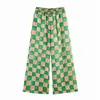 Fábrica de Ropa para Mujer Transfronteriza Venta al por Mayor Primavera 2026 Nuevo Estilo Europeo y Americano Casual Versátil Pantalones de Pierna Ancha a Cuadros