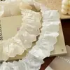Encaje de Algodón Perforado Blanco/Albaricoque de Hilo de Algodón Arrugado de 5.5 cm de Ancho Soluble en Agua para Decoración de Textiles del Hogar y Ropa