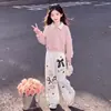Conjunto de Dos Piezas para Niñas 2026 Primavera y Otoño Nuevo Top con Lazo de Diseño Único y Pantalón Largo Casual Tendencia