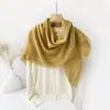 Lenço Quadrado de Cor Sólida, Estilo Fino para Primavera e Outono, Acabamento em Renda, Lenço Quadrado de Algodão e Linho, Lenço de Seda para Mulheres, Lenço para Praia de Férias, Xale com Proteção Solar, Atacado